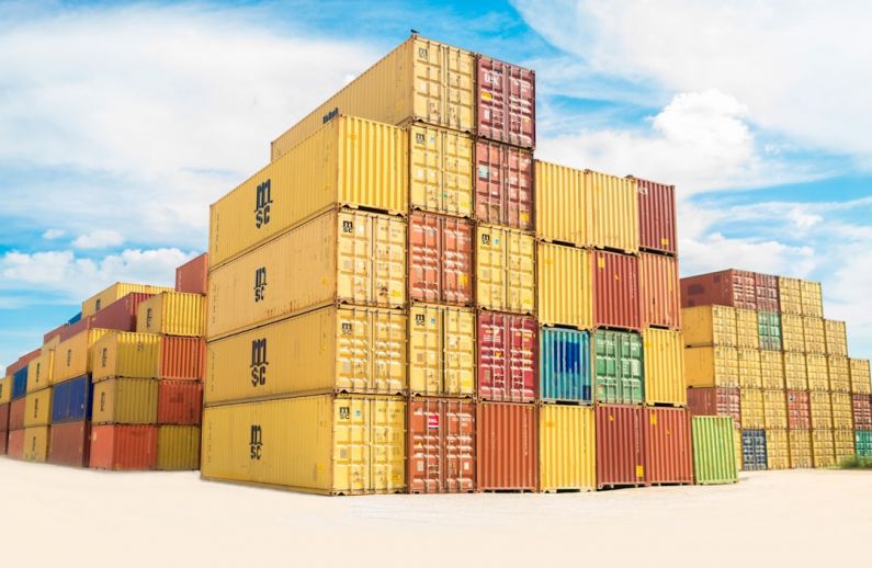 Storage Containers - assorted-color filed intermodal containers